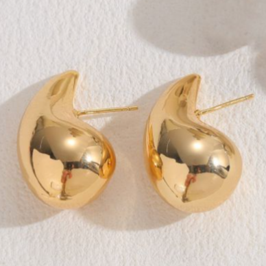 Aretes Gota Doradas Acero Inoxidable  4cm  R20