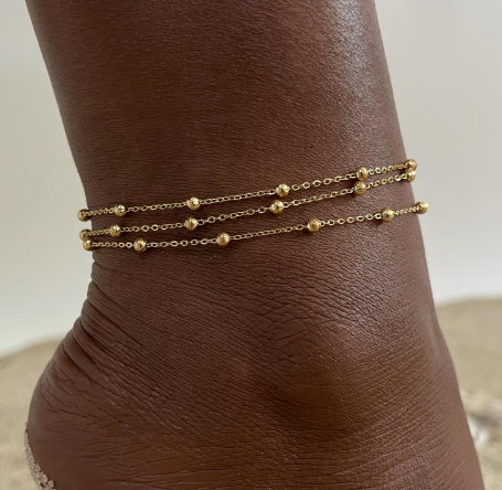 Tobillera Triple Cadena Acero Inoxidable  2B1