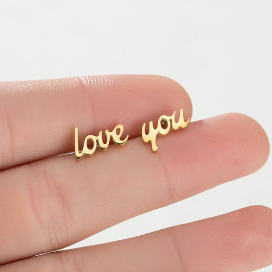 Aretes LOVE YOU Dorado Acero Inoxidable  2B4