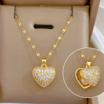 Collar Corazón Brillante Acero Inoxidable  1V2