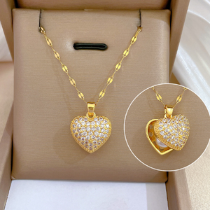 Collar Corazón Brillante Acero Inoxidable  1V2