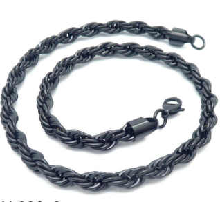 Collar Cadena Kroll Negro Plomo ACero C651