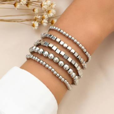 Set Pulseras Plateadas  2L3