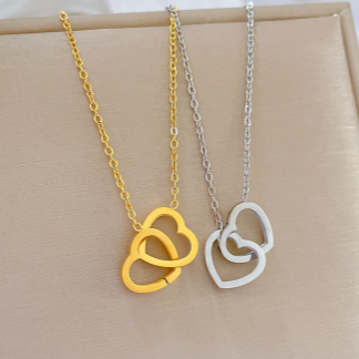 Collar Corazones Enlazados Acero Inox  1W5