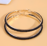 Aretes Arracada Grande Cuentas Negras  1B6
