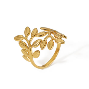 Anillo Dorado Olivo Acero Inoxidable  3i8
