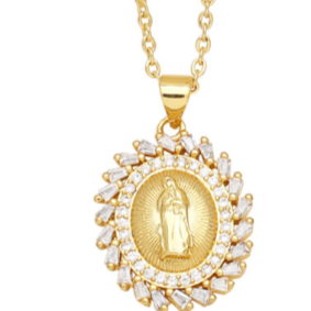 Collar Virgen de Guadalupe Chapa de Oro   3A2