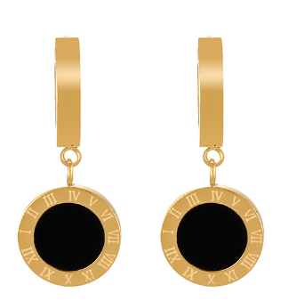 Aretes Arracada Negros Acero Inoxidable 1K5