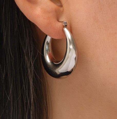 Aretes Arracada  Plateada Acero Inox  1D4