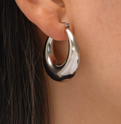 Aretes Arracada  Plateada Acero Inox  1D4