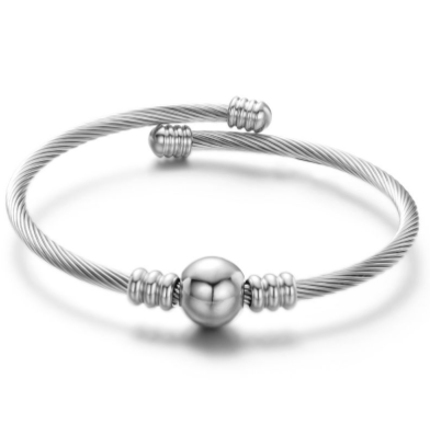 Pulsera Esfera Plateada Acero Inox  1E6