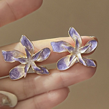 Aretes 2Tonos Flor Lila  2V1