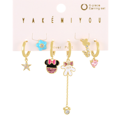 Set Aretes Mimi 6 pz. Chapa de Oro LU