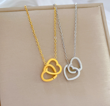 Collar Corazones Enlazados Acero Inoxidable 4E3