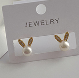 Aretes Orejas Perla Chapa de Oro  2j3