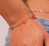 Pulsera Flores Colores Acero Inoxidable  3B5