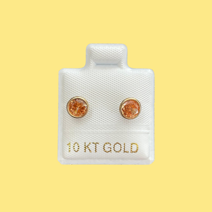 Broqueles Oro 10K Zirconia Naranja