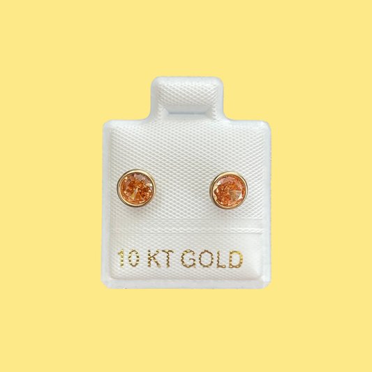 Broqueles Oro 10K Zirconia Naranja