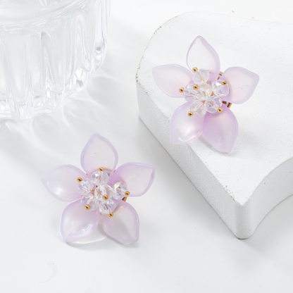 Aretes Flor Acrílica Lila 1G3