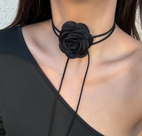 Collar Gargantilla Flor Negra Tela C683