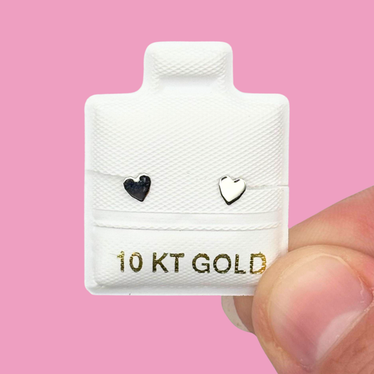Broqueles Oro 10K Corazón Blanco Az118