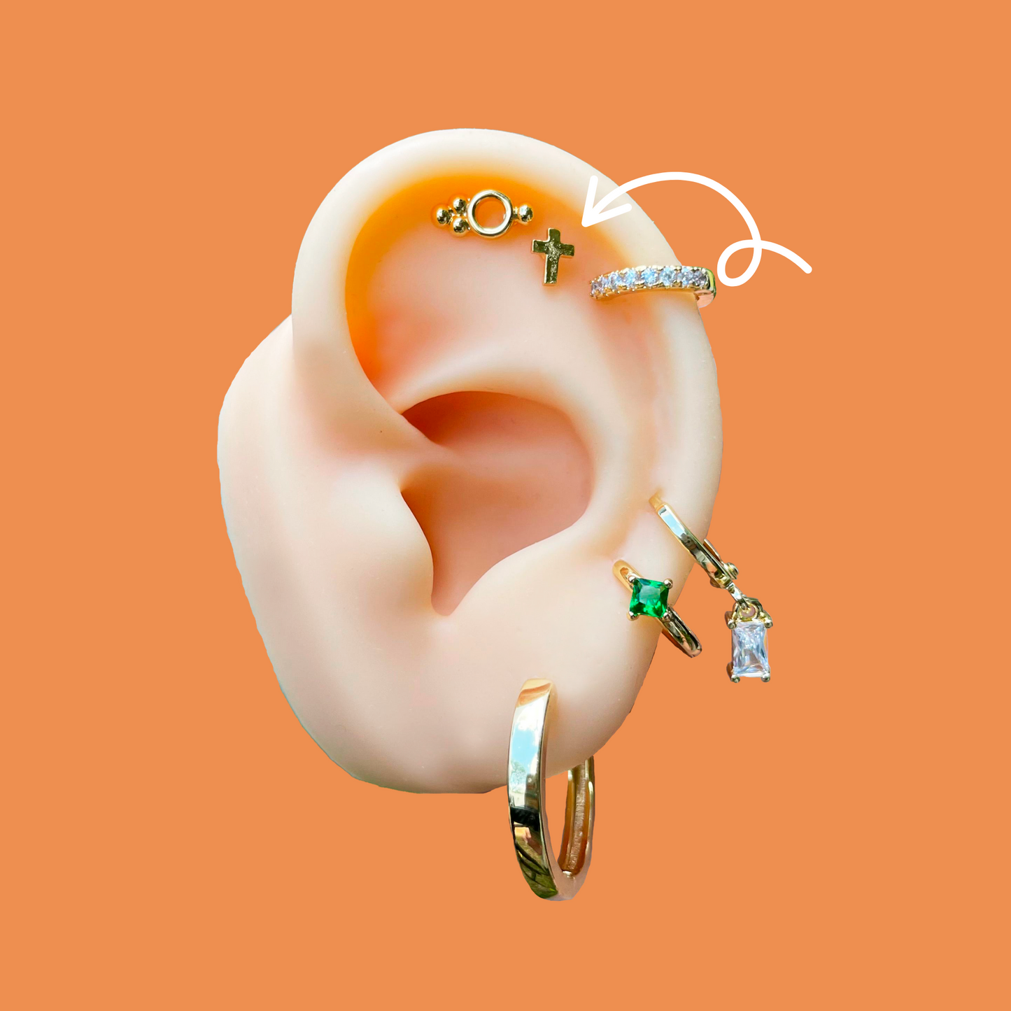 Aretes Cruz Chapa De Oro R730