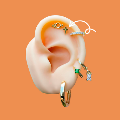 Aretes Cruz Chapa De Oro R730