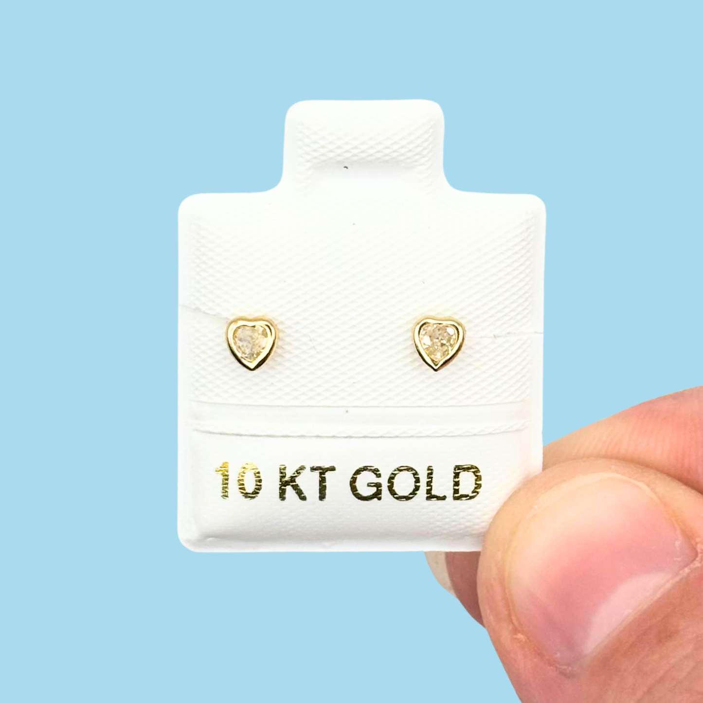 Broqueles Oro 10K Corazón Zirconias Az242