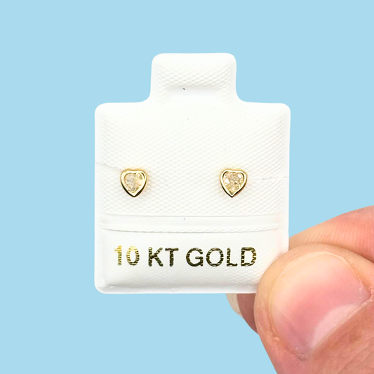 Broqueles Oro 10K Corazón Zirconias Az242