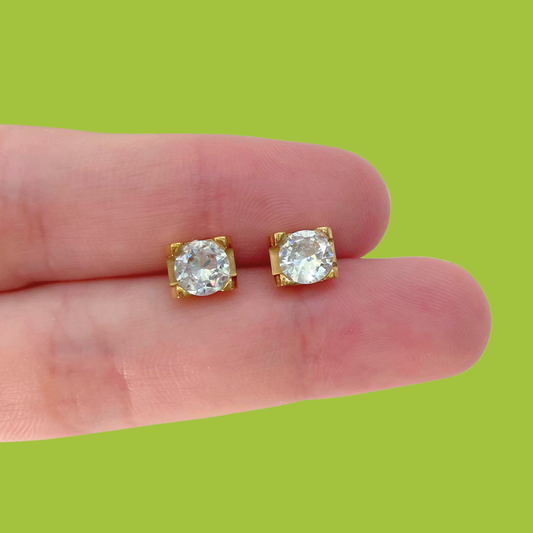 Piercing Dorado Zirconia Blanca Acero Inoxidable Az199