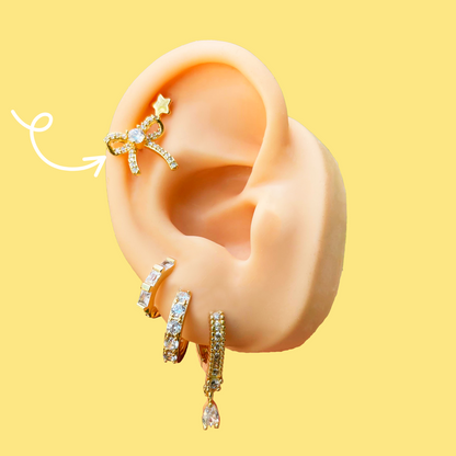 Aretes Lazo Dorado Chapa de Oro Az147