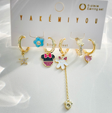 Set Aretes Mimi 6 pz. Chapa de Oro 1o1