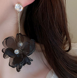 Aretes Flor Tela Negra  1F4