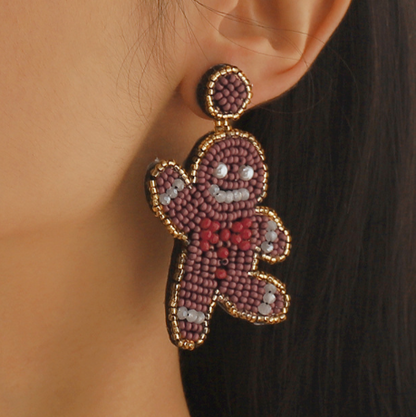 Aretes Galleta de Cuentas Navidad  3E5
