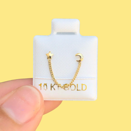 Broquel Oro 10K Cadena Luna Estrella Az398