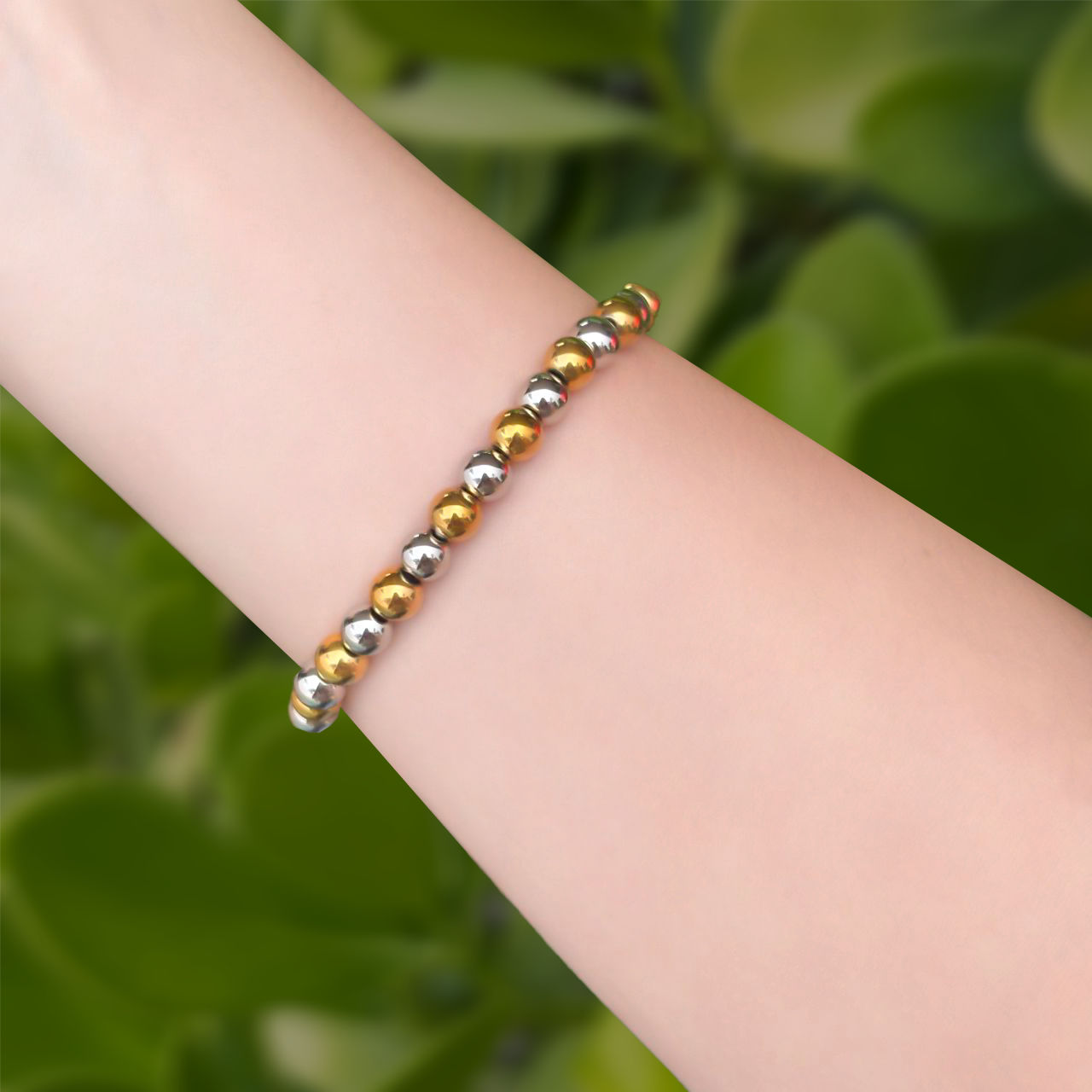 Pulsera Bolitas Oro-Plata Acero Inoxidable  2BB5