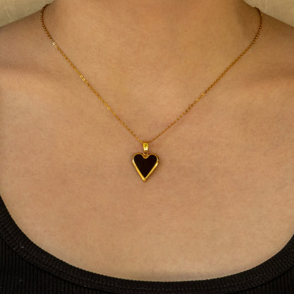 Collar Corazón Negro Acero Inoxidable Li8