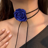 Collar Gargantilla Flor Azul Tela C618