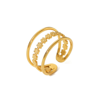 Anillo Dorado Miniflor Acero Inoxidable Ve6