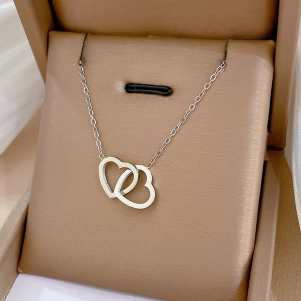 Collar Corazones Enlazados Acero Inox  1W5