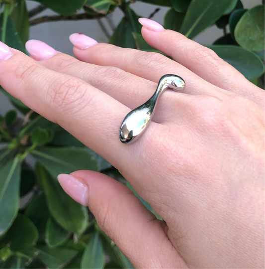 Anillo Gota Larga Plateada Acero Inoxidable R17