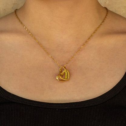 Collar Corazones Enlazados Acero Inoxidable 4E7