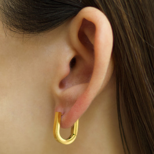 Aretes Arracada Dorada Acero Inoxidable 1H6