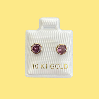 Broqueles Oro 10K Zirconia Lila
