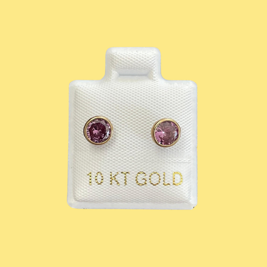 Broqueles Oro 10K Zirconia Lila