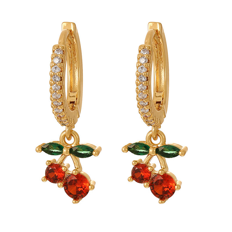 Aretes Cerezas Chapa de Oro 1R3