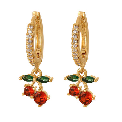 Aretes Cerezas Chapa de Oro 1R3