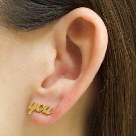 Aretes LOVE YOU Dorado Acero Inoxidable  2B4