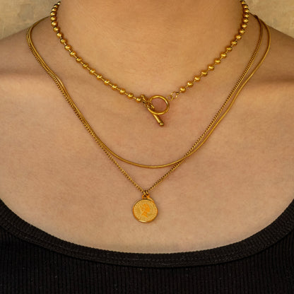Collar Layer Penny Dorado Acero Inoxidable 2H8