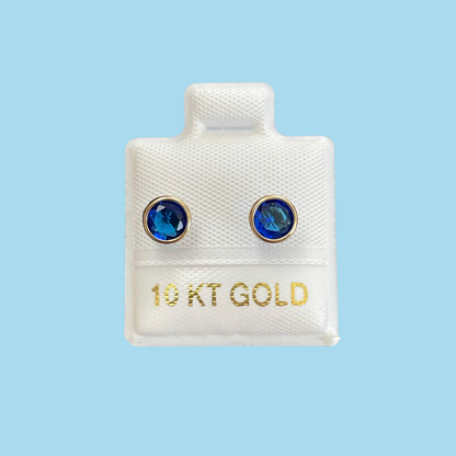 Broqueles Oro 10K Zirconia Azul
